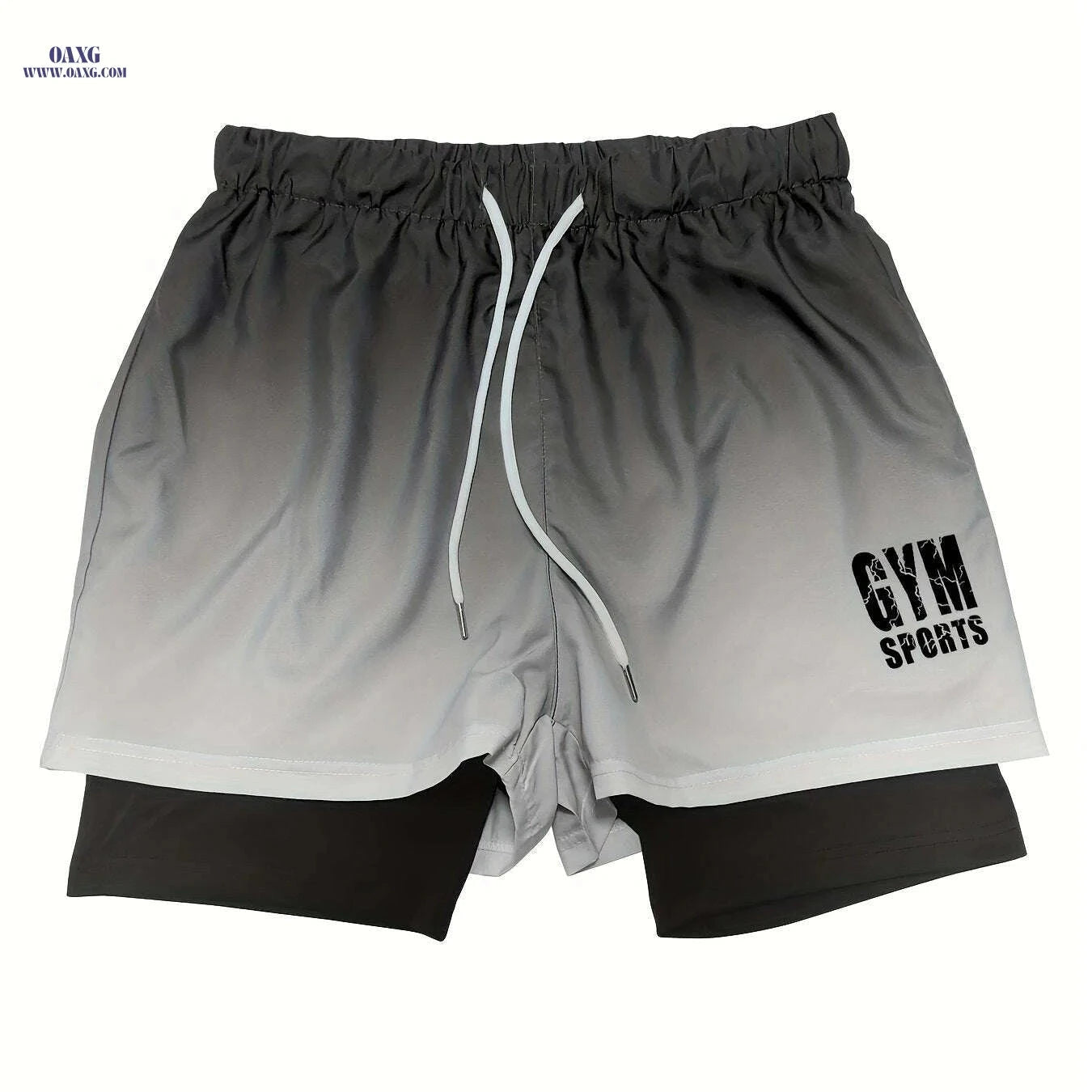 Men's Gradient Athletic Shorts - Breathable, Adjustable Drawstring, Black to Gray   OAXG Charcoal / S