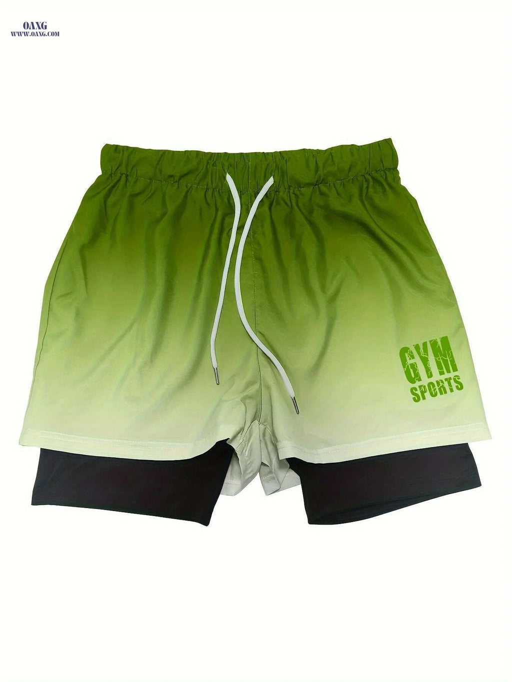 Men's Gradient Athletic Shorts - Breathable, Adjustable Drawstring, Black to Gray   OAXG 