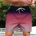 Men's Gradient Casual Beach Shorts - Lightweight, Ombre Design, Relaxed Fit   OAXG 【Red】 / S
