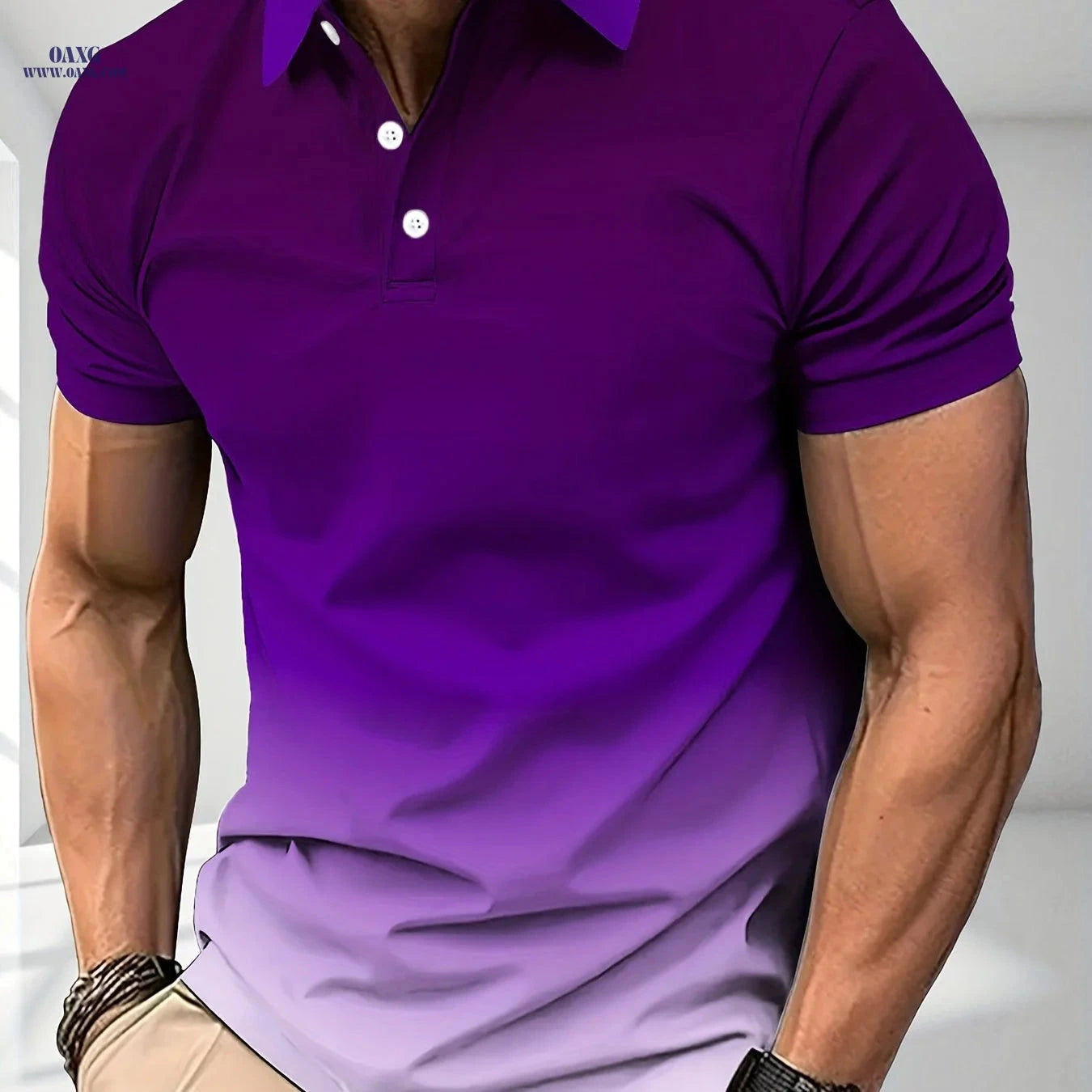 Men's Gradient Color T-Shirt - Short Sleeve Casual Top for Summer   OAXG 