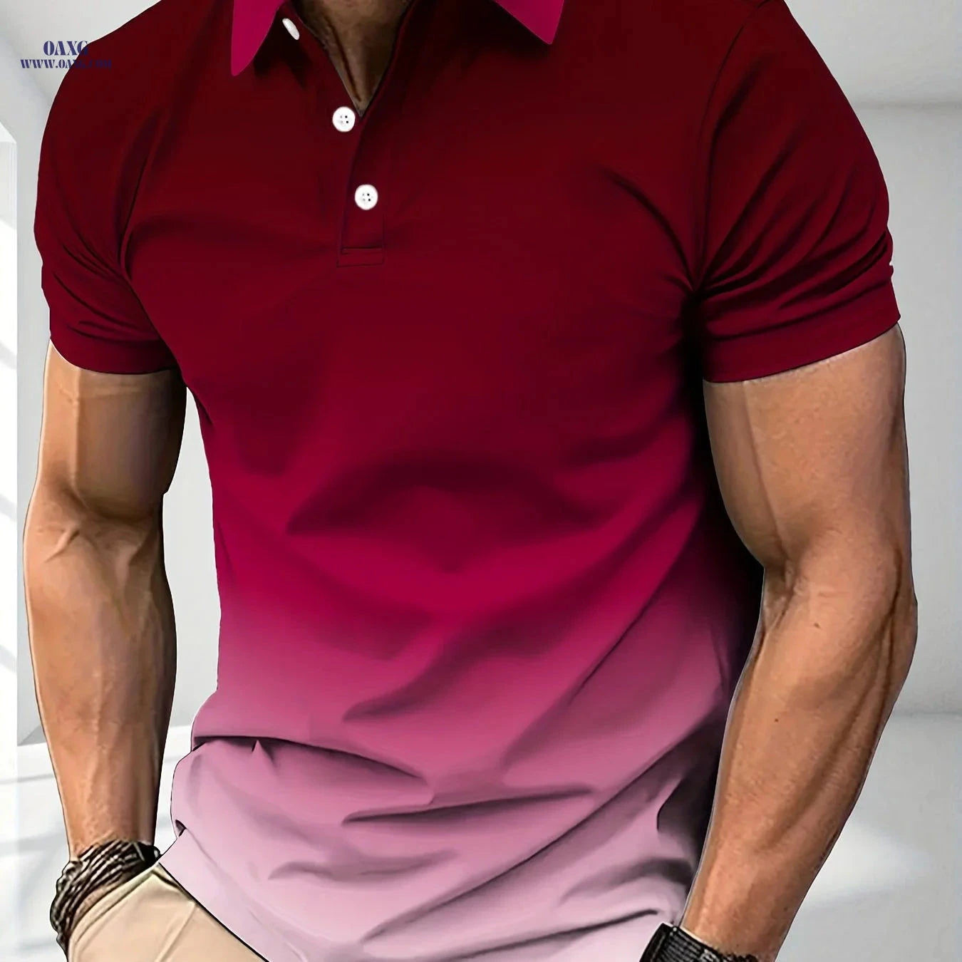 Men's Gradient Color T-Shirt - Short Sleeve Casual Top for Summer   OAXG Peacock Blue / FR M