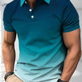 Men's Gradient Color T-Shirt - Short Sleeve Casual Top for Summer   OAXG Peacock Blue / FR M