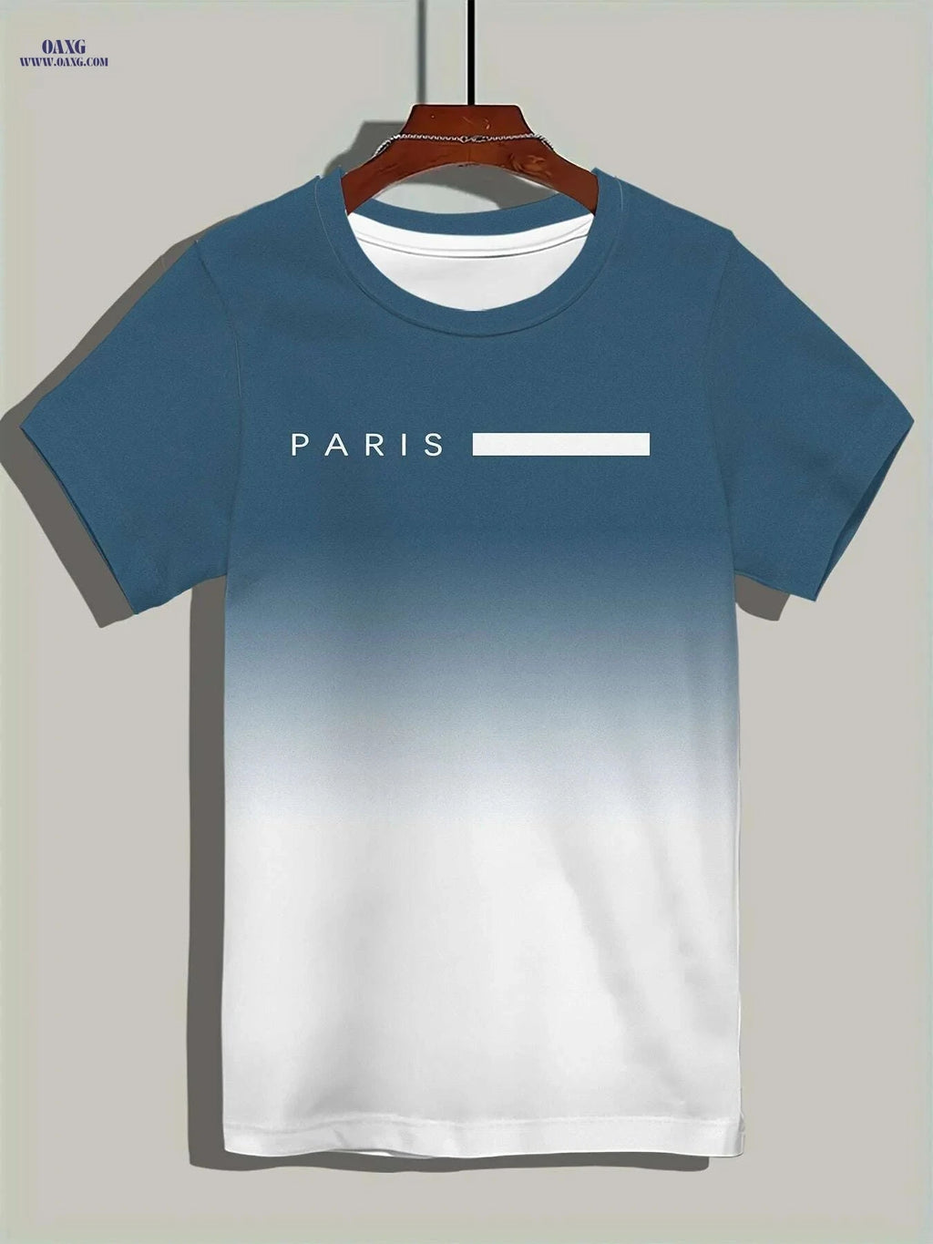 Men's Gradient Graphic Print Tee - Casual Crew Neck Summer Shirt   OAXG Peacock Blue / M