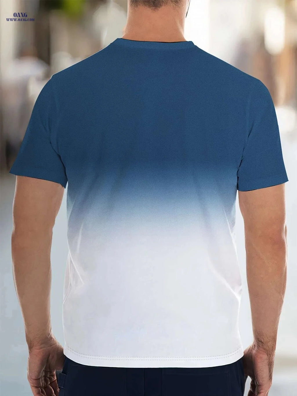 Men's Gradient Graphic Print Tee - Casual Crew Neck Summer Shirt   OAXG 