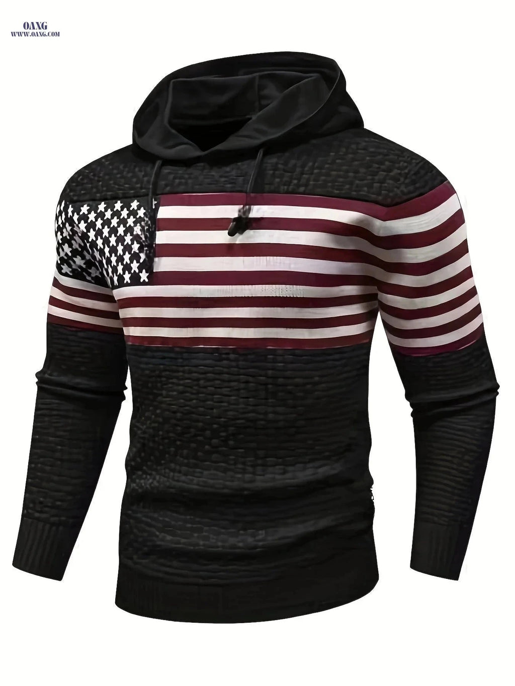 Men's Gradient Hooded Sweater - Casual Winter Wear, 100% Acrylic   OAXG Multicolor / FR S