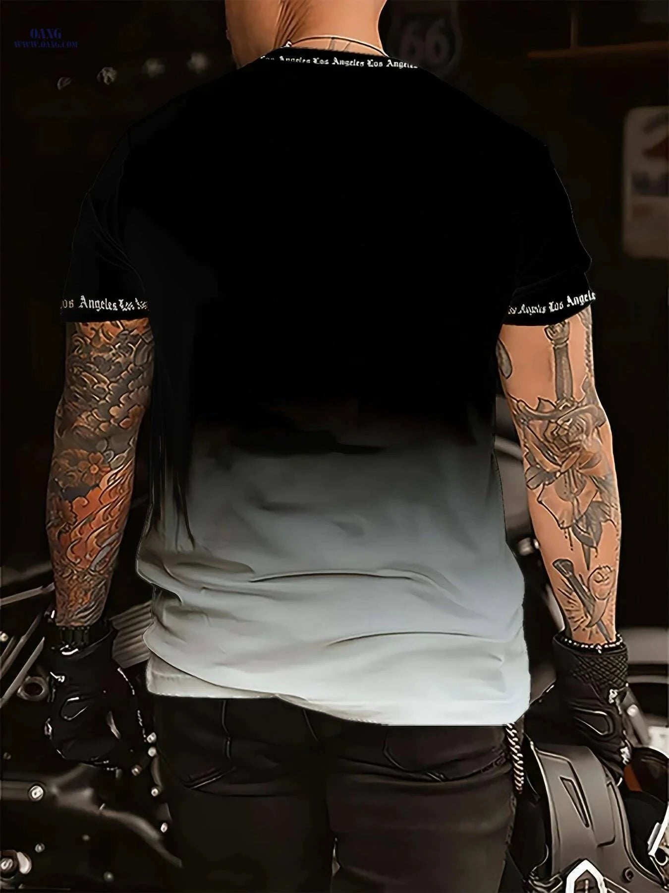 Men's Gradient Los Angeles T-Shirt - Casual Black to White Tee   OAXG Black / S