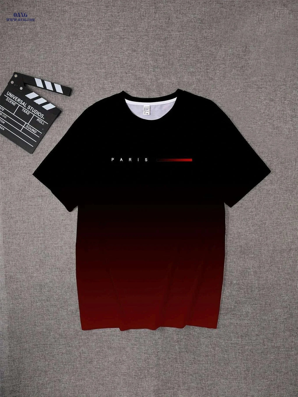 Men's Gradient Paris Graphic T-shirt - Vintage 3D Printed Tee   OAXG Mixed Color / M