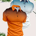 Men's Gradient Print Golf Shirts - Short Sleeve Casual Style, Regular Fit   OAXG 