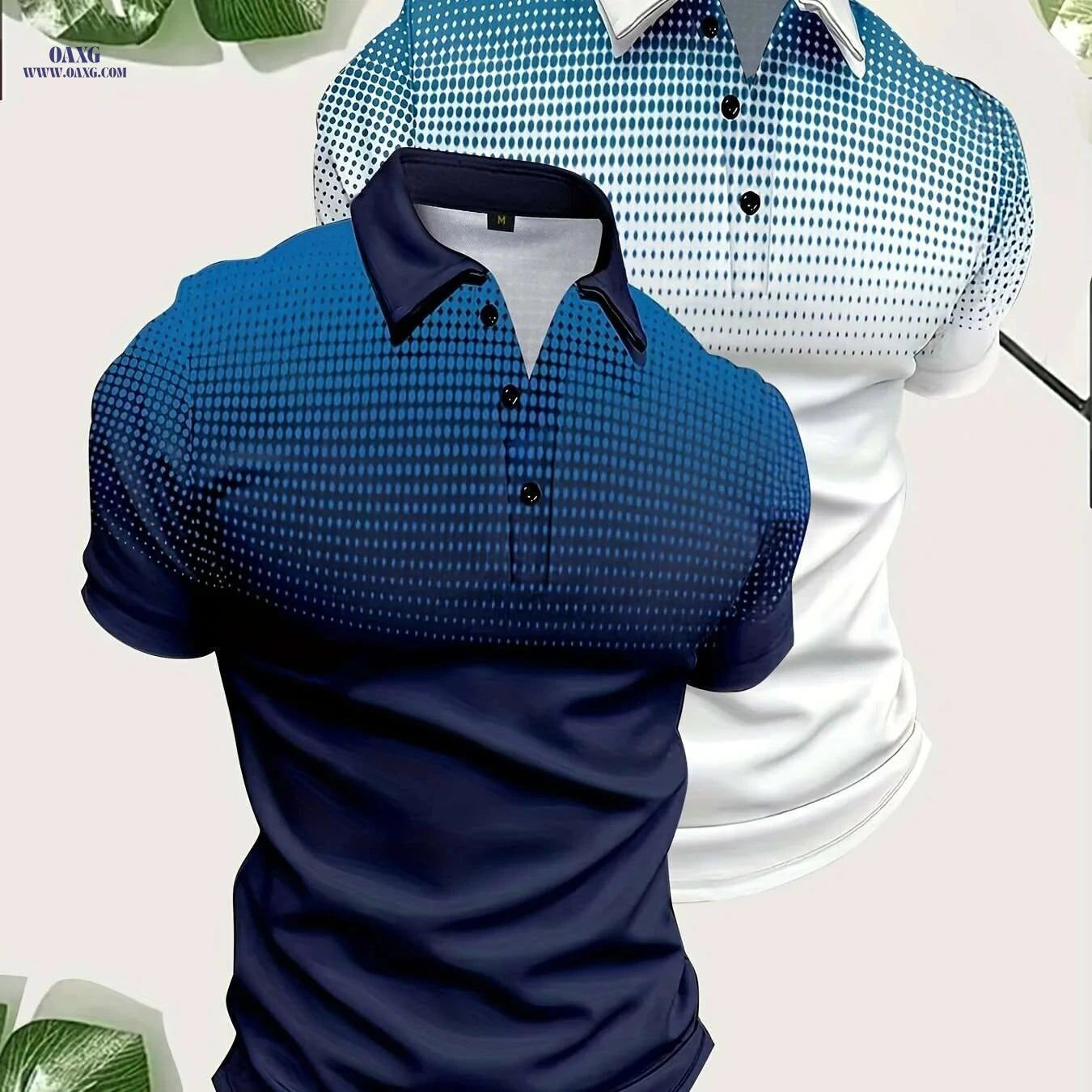 Men's Gradient Print Golf Shirts - Short Sleeve Casual Style, Regular Fit   OAXG Orange-white / S
