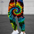 Men's Gradient Spiral Tie-Dye Casual Sports Pants - Loose Fit, 3D Printed   OAXG Mixed Color / S