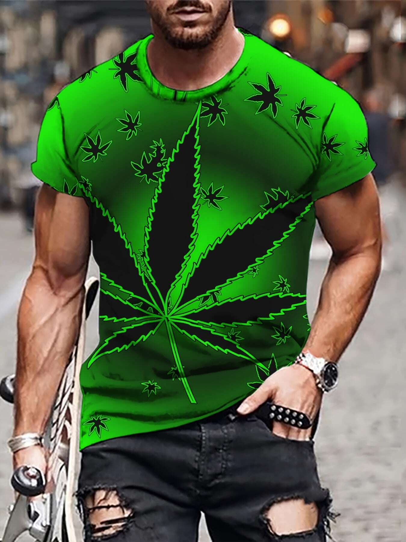 men-s-graphic-t-shirt-leaf-music-notes-print-lightweight-casual-wear-oaxg-XPC
