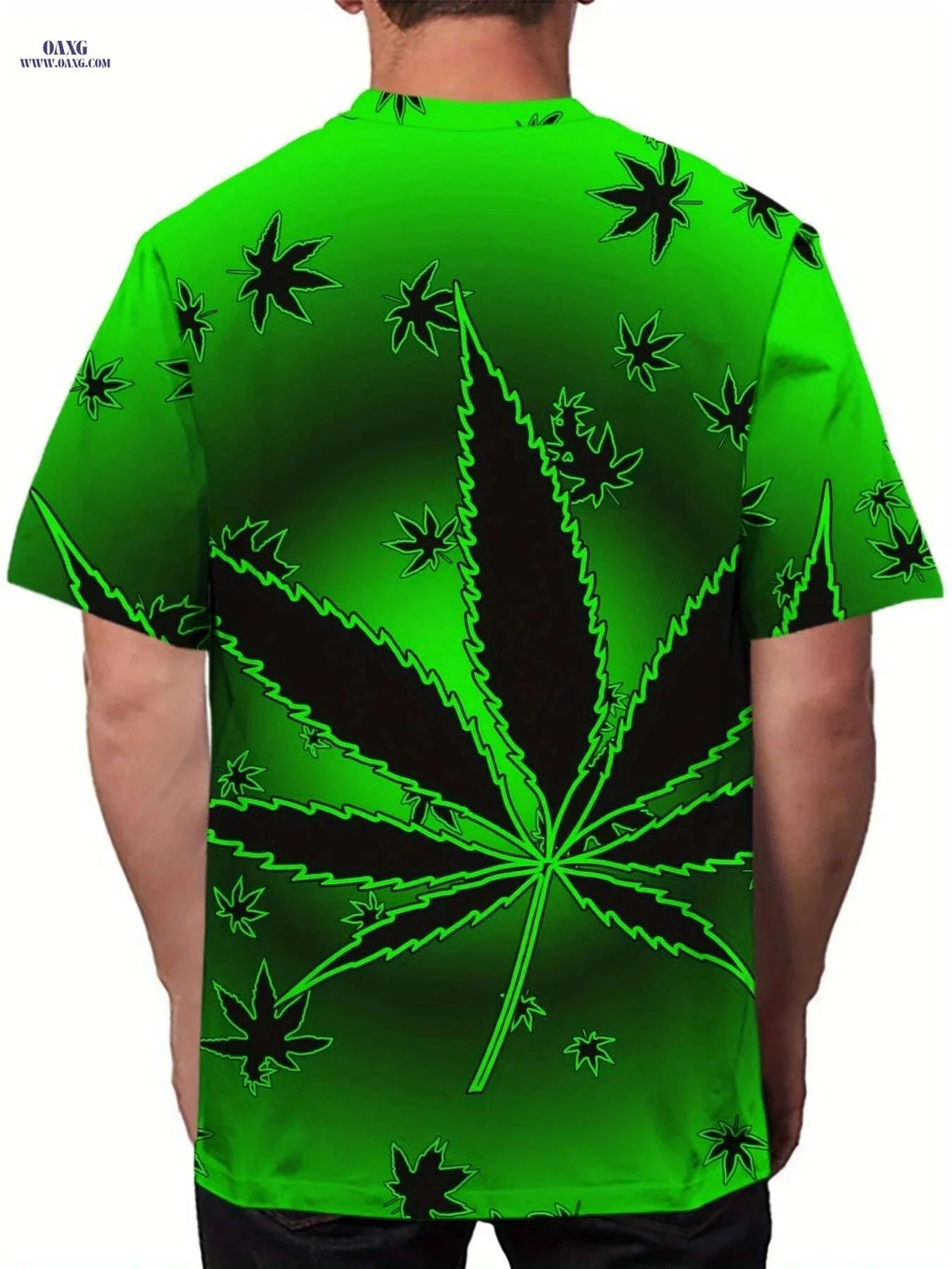Men's Graphic T-Shirt - Leaf & Music Notes Print, Lightweight Casual Wear   OAXG Green / S