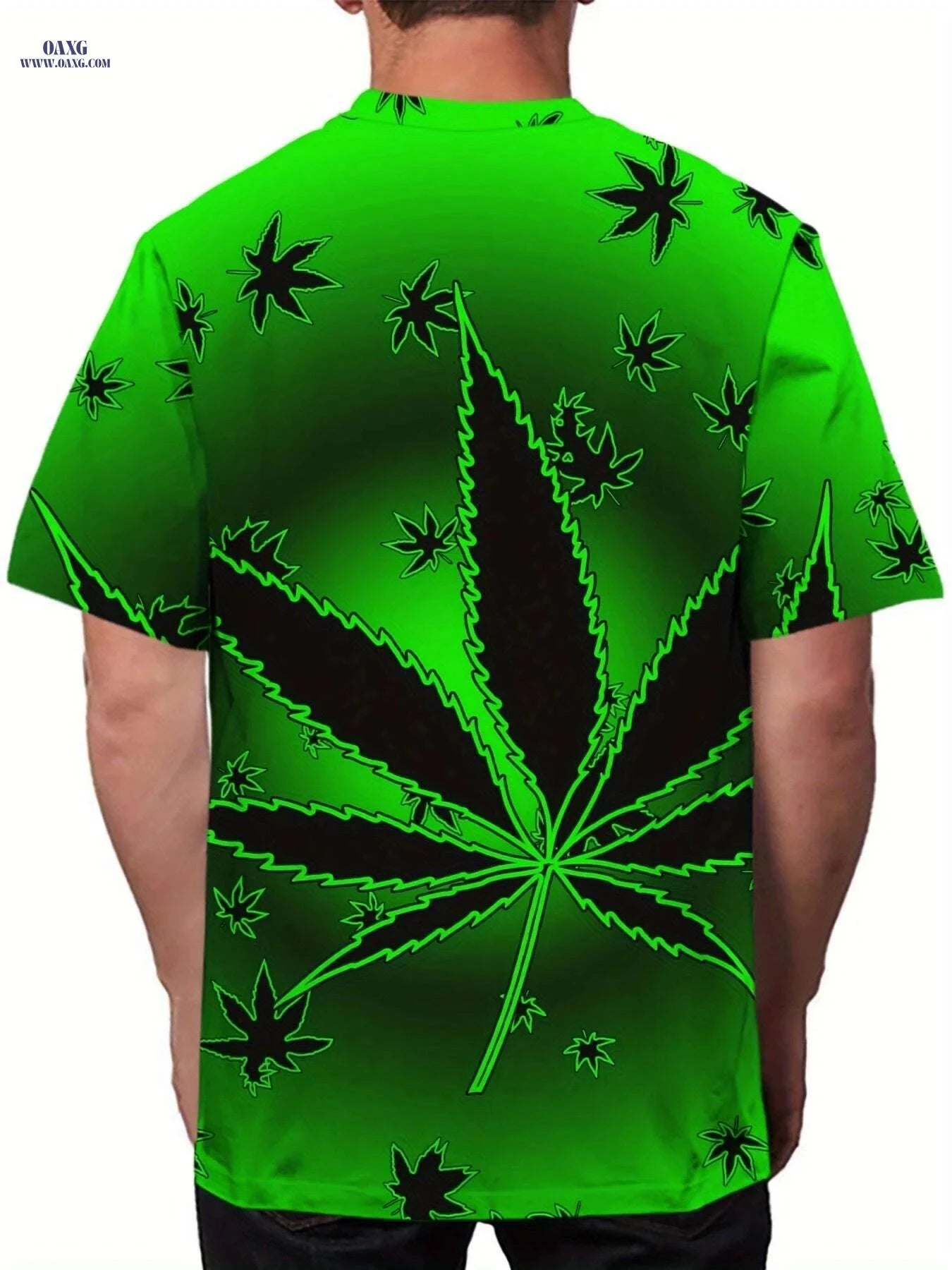 Men's Graphic T-Shirt - Leaf & Music Notes Print, Lightweight Casual Wear   OAXG Green / S