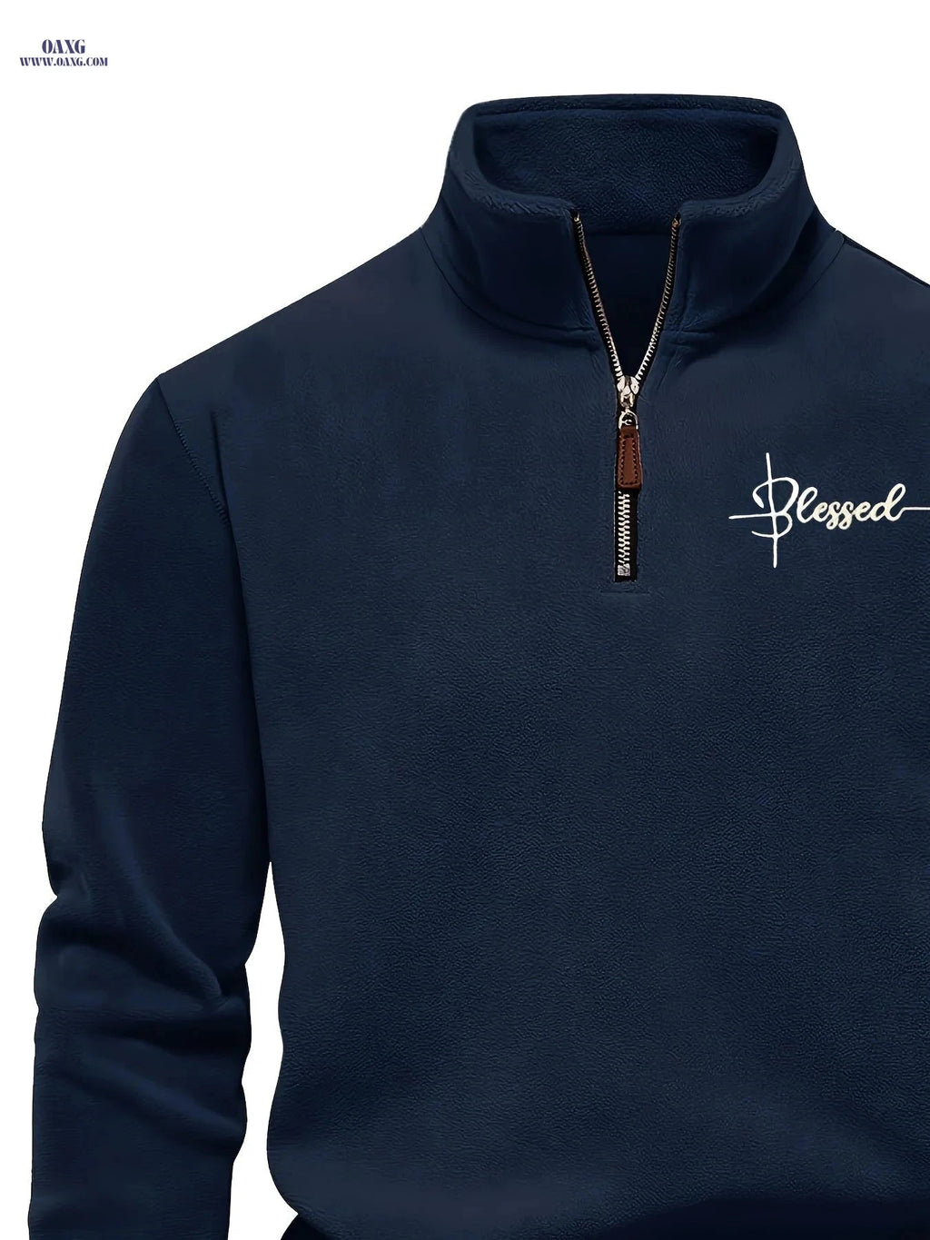 Men's Half-Zip Henley Shirt - Warm, Embroidered Stand Collar Top   OAXG 