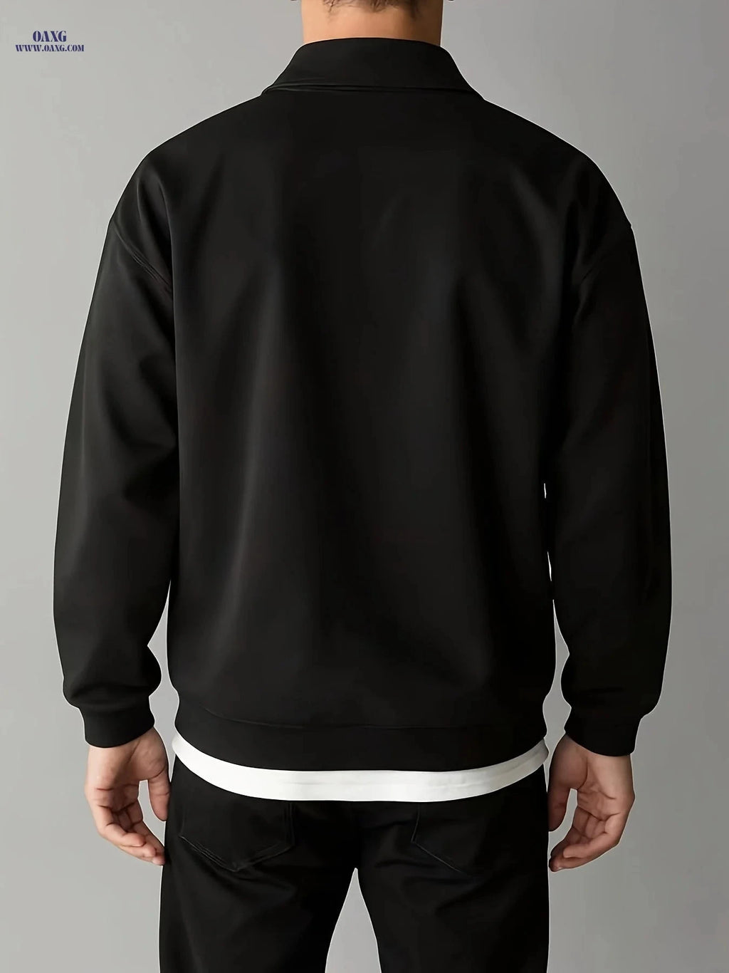 Men's Half-Zip Sweatshirt - Solid Color, Slight Stretch Knit Fabric   OAXG 