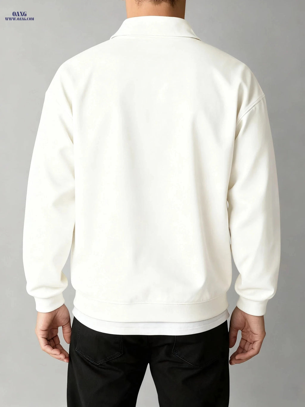 Men's Half-Zip Sweatshirt - Solid Color, Slight Stretch Knit Fabric   OAXG Space Black / FR S