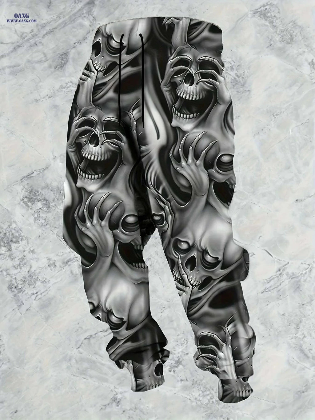Men's Halloween Allover Skulls Print Jogger Pants - Casual Sports Style   OAXG Black / S