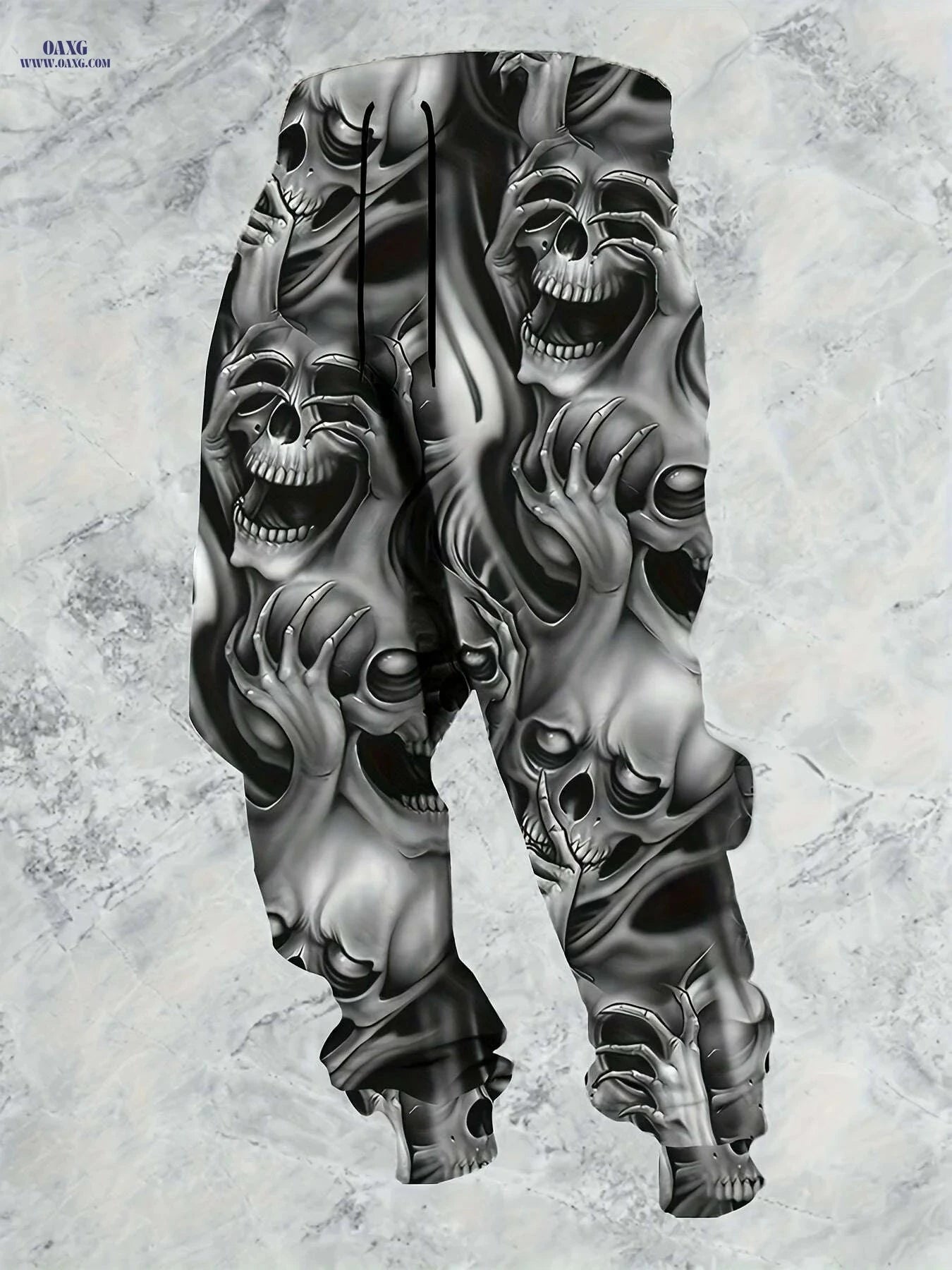Men's Halloween Allover Skulls Print Jogger Pants - Casual Sports Style   OAXG Black / S