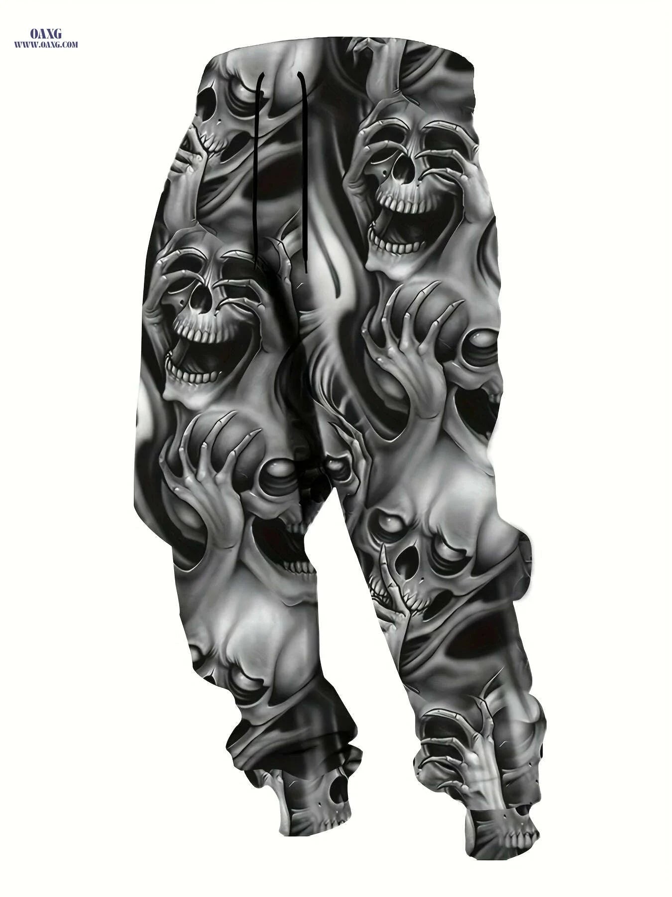 Men's Halloween Allover Skulls Print Jogger Pants - Casual Sports Style   OAXG Black / S