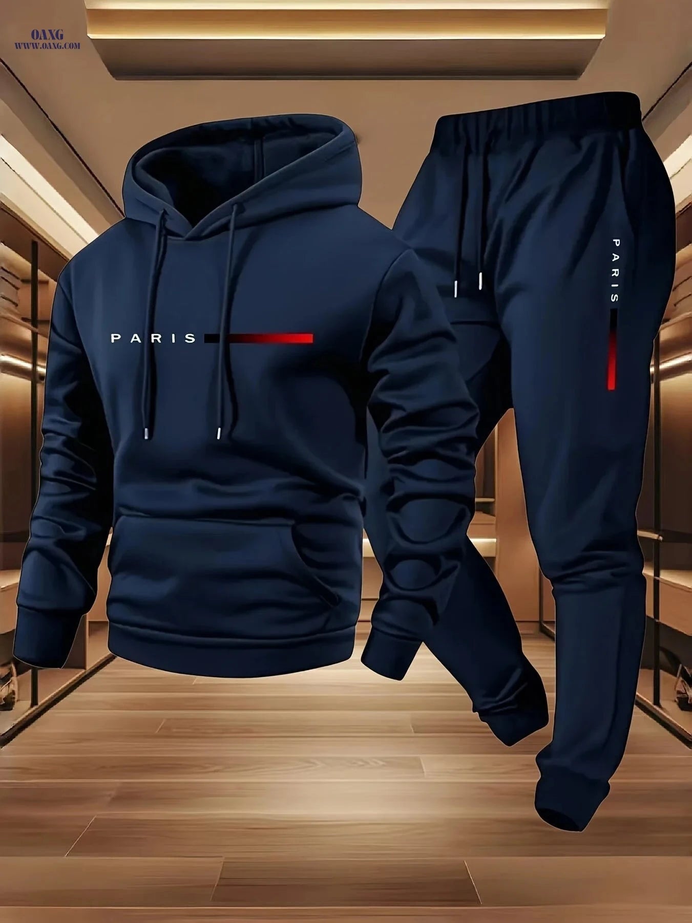 Men's Halloween Hooded Sweatshirt & Sweatpants Set - Autumn Style   OAXG Navy Color / FR S