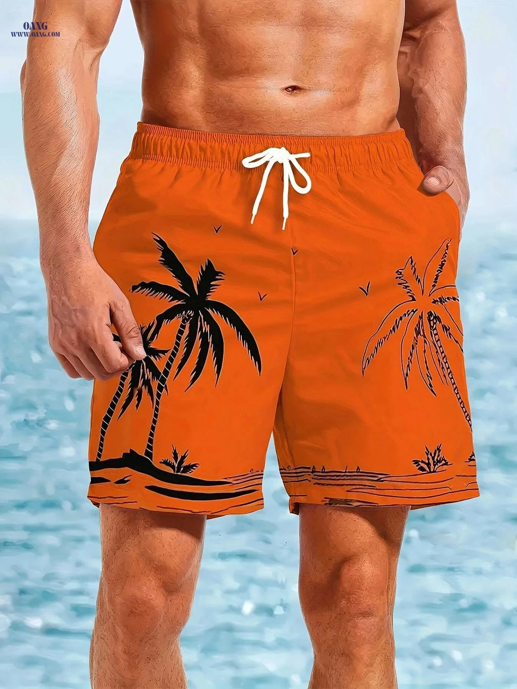 Men's Hawaiian 3D Printed Beach Shorts - Quick-Dry Tropical Design   OAXG 
