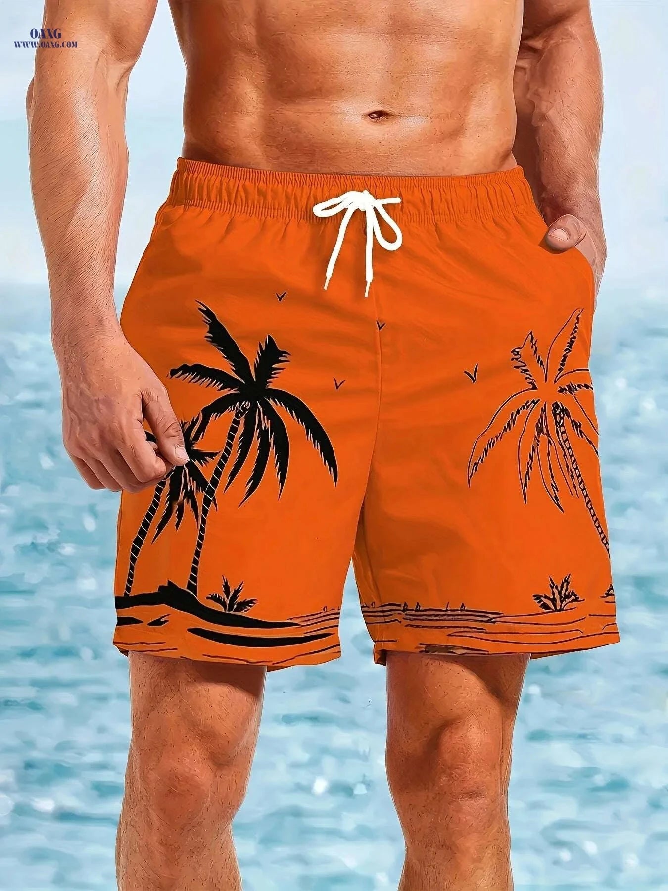 Men's Hawaiian 3D Printed Beach Shorts - Quick-Dry Tropical Design   OAXG 