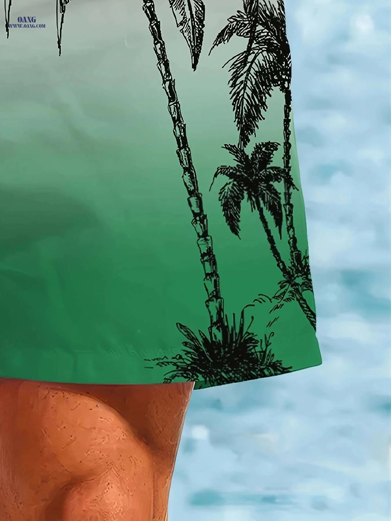 Men's Hawaiian Gradient Beach Shorts - Quick-Dry Ocean Print Trunks   OAXG 