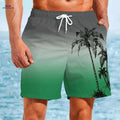 Men's Hawaiian Gradient Beach Shorts - Quick-Dry Ocean Print Trunks   OAXG 