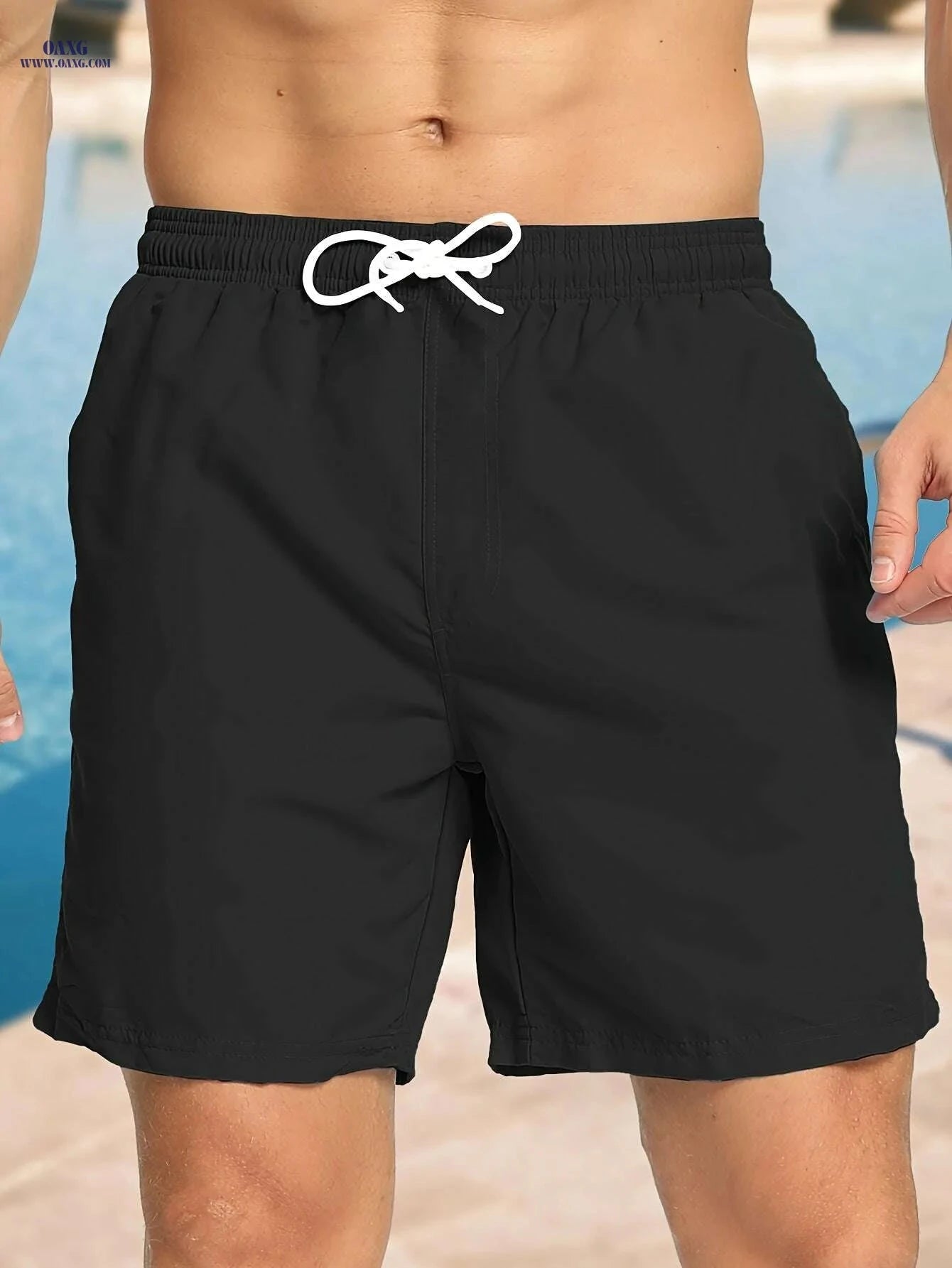 Men's Hawaiian Print Swim Trunks - Quick-Dry, Drawstring Waist Design   OAXG M21-TK01-23 / S