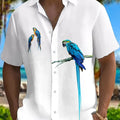 Men's Hawaiian Shirt - Summer Parrot Pattern, Short Sleeve Casual Style   OAXG 