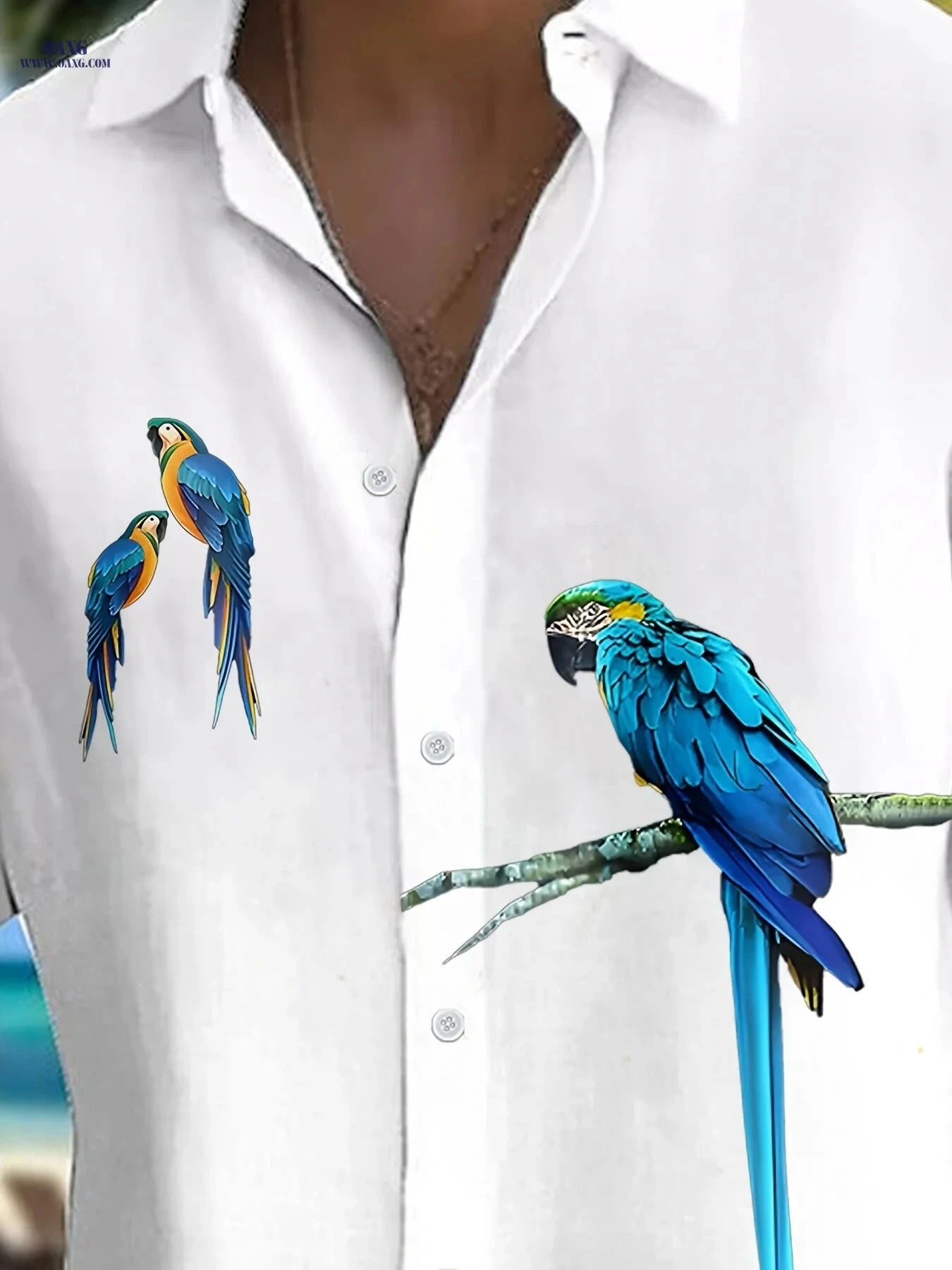 Men's Hawaiian Shirt - Summer Parrot Pattern, Short Sleeve Casual Style   OAXG Mixed colors / FR M