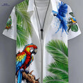 Men's Hawaiian Shirt - Tropical Parrot Print for Summer Beach Wear   OAXG Multicolor / FR S