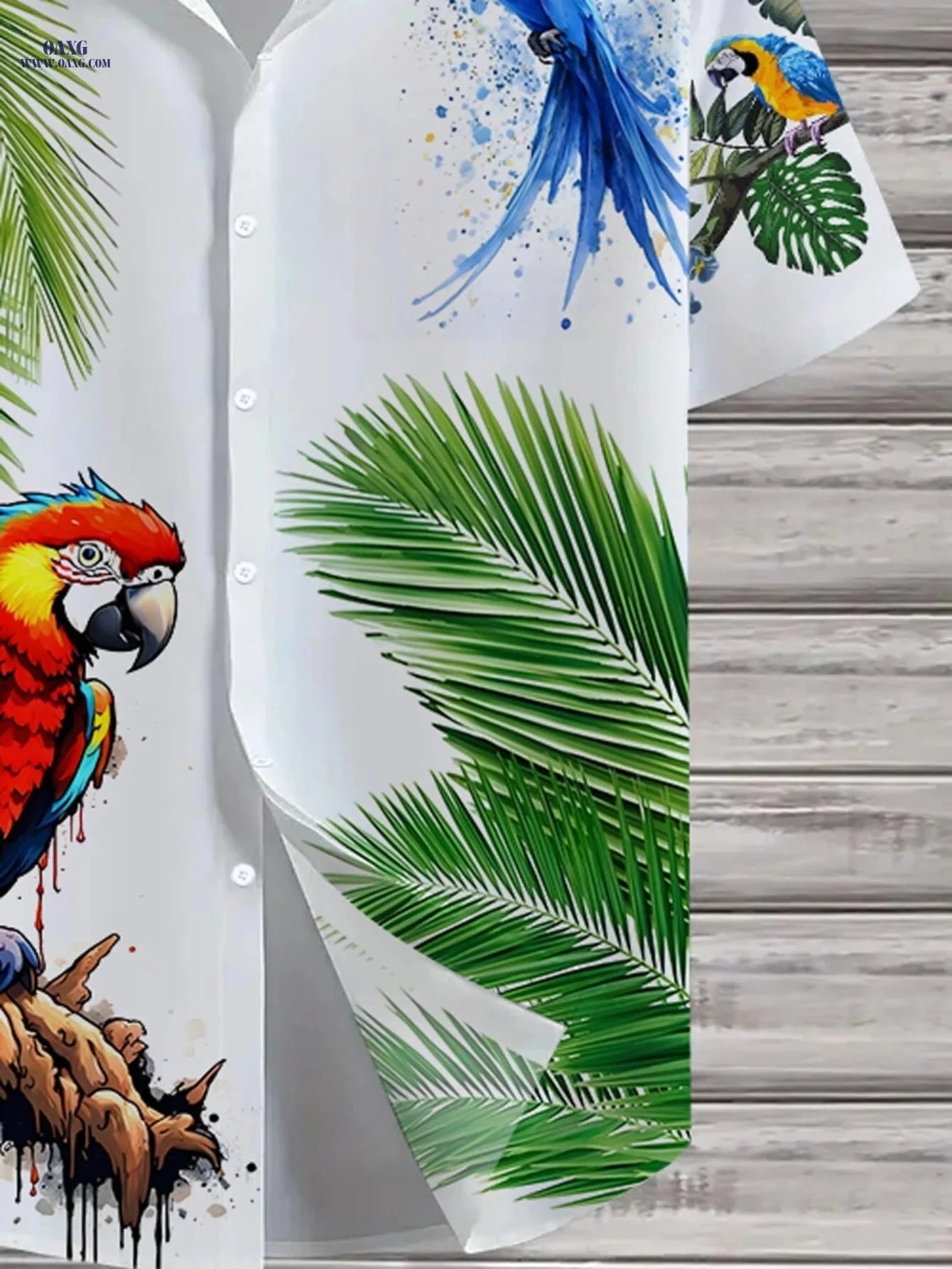 Men's Hawaiian Shirt - Tropical Parrot Print for Summer Beach Wear   OAXG Multicolor / FR S