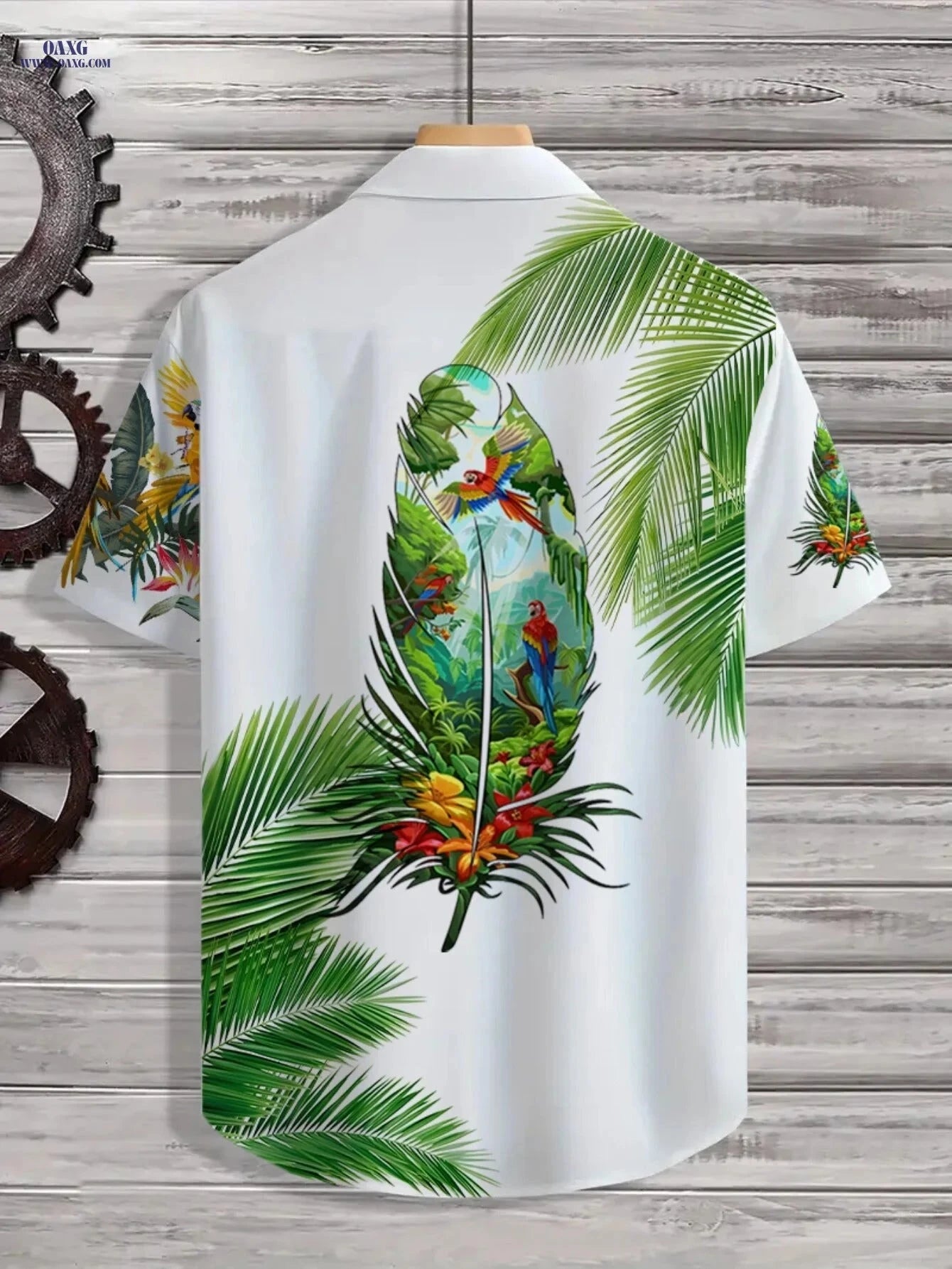 Men's Hawaiian Shirt - Tropical Parrot Print for Summer Beach Wear   OAXG Multicolor / FR S