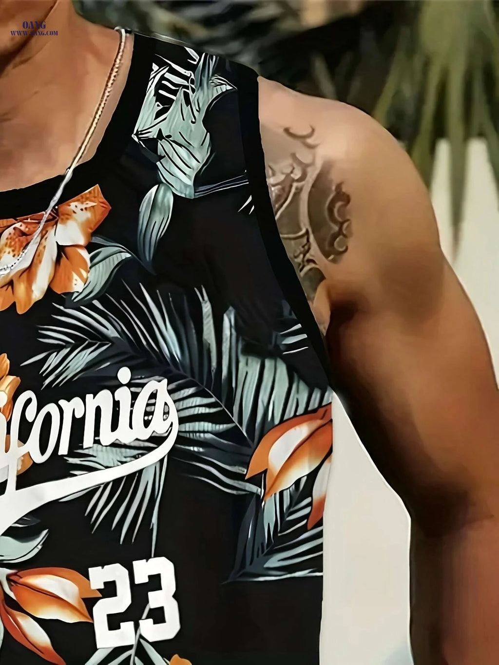 Men's Hawaiian Tropical Print Tank Top - Breathable Summer Gym Shirt   OAXG 
