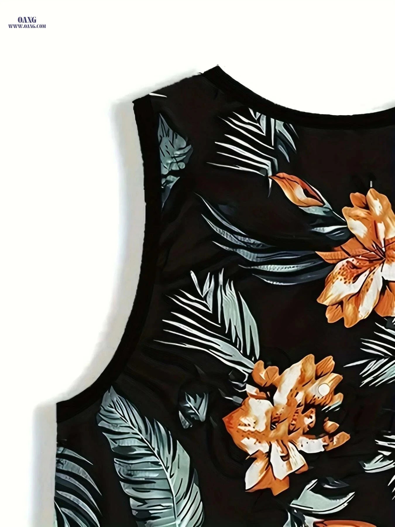 Men's Hawaiian Tropical Print Tank Top - Breathable Summer Gym Shirt   OAXG Mixed Color / S