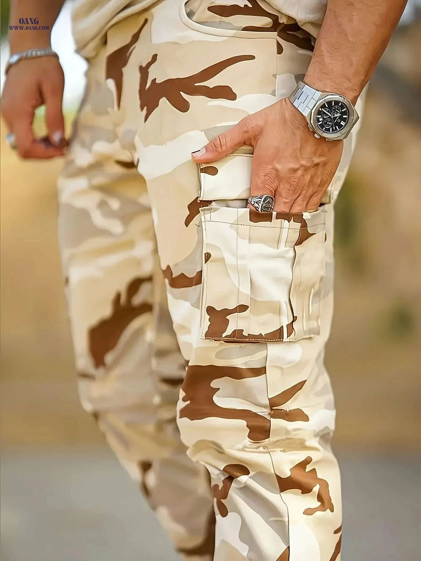 Men's Heavy-Duty Camo Cargo Pants - All-Terrain for Hiking & Camping   OAXG Mixed Color / S