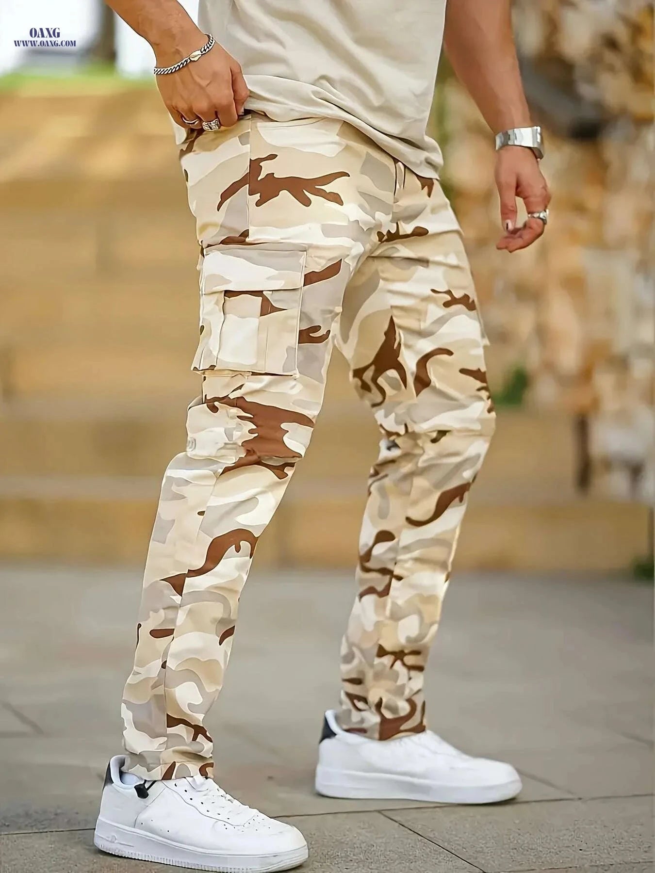 Men's Heavy-Duty Camo Cargo Pants - All-Terrain for Hiking & Camping   OAXG Mixed Color / S