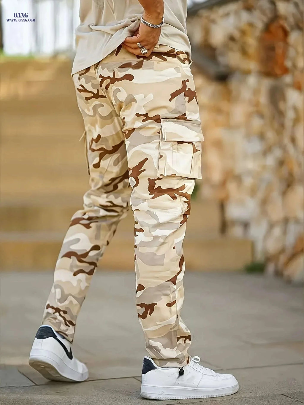 Men's Heavy-Duty Camo Cargo Pants - All-Terrain for Hiking & Camping   OAXG Mixed Color / S