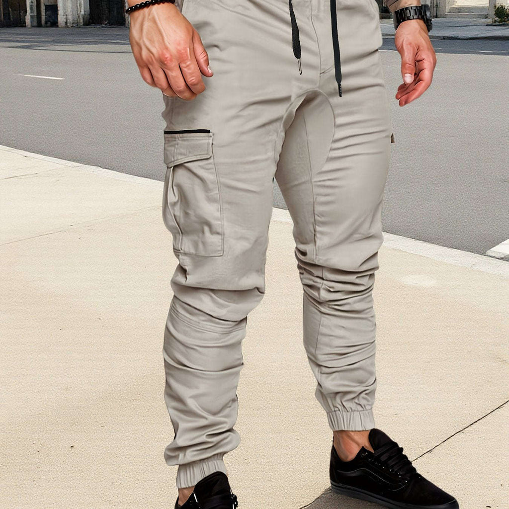 Men's Heavy-Duty Cargo Pants - Adjustable Waist, Machine-Washable   OAXG 