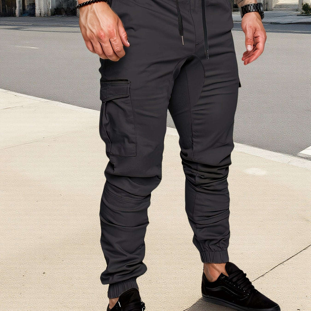 Men's Heavy-Duty Cargo Pants - Adjustable Waist, Machine-Washable   OAXG 