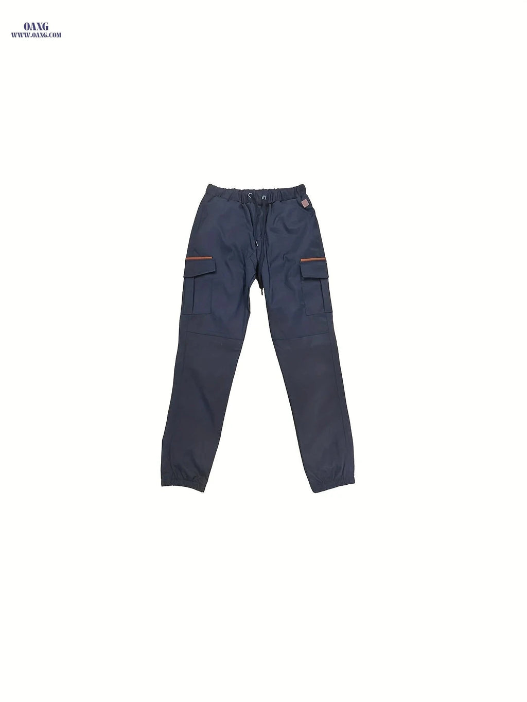 Men's Heavy-Duty Cargo Pants - Adjustable Waist, Machine-Washable   OAXG Black / FR S