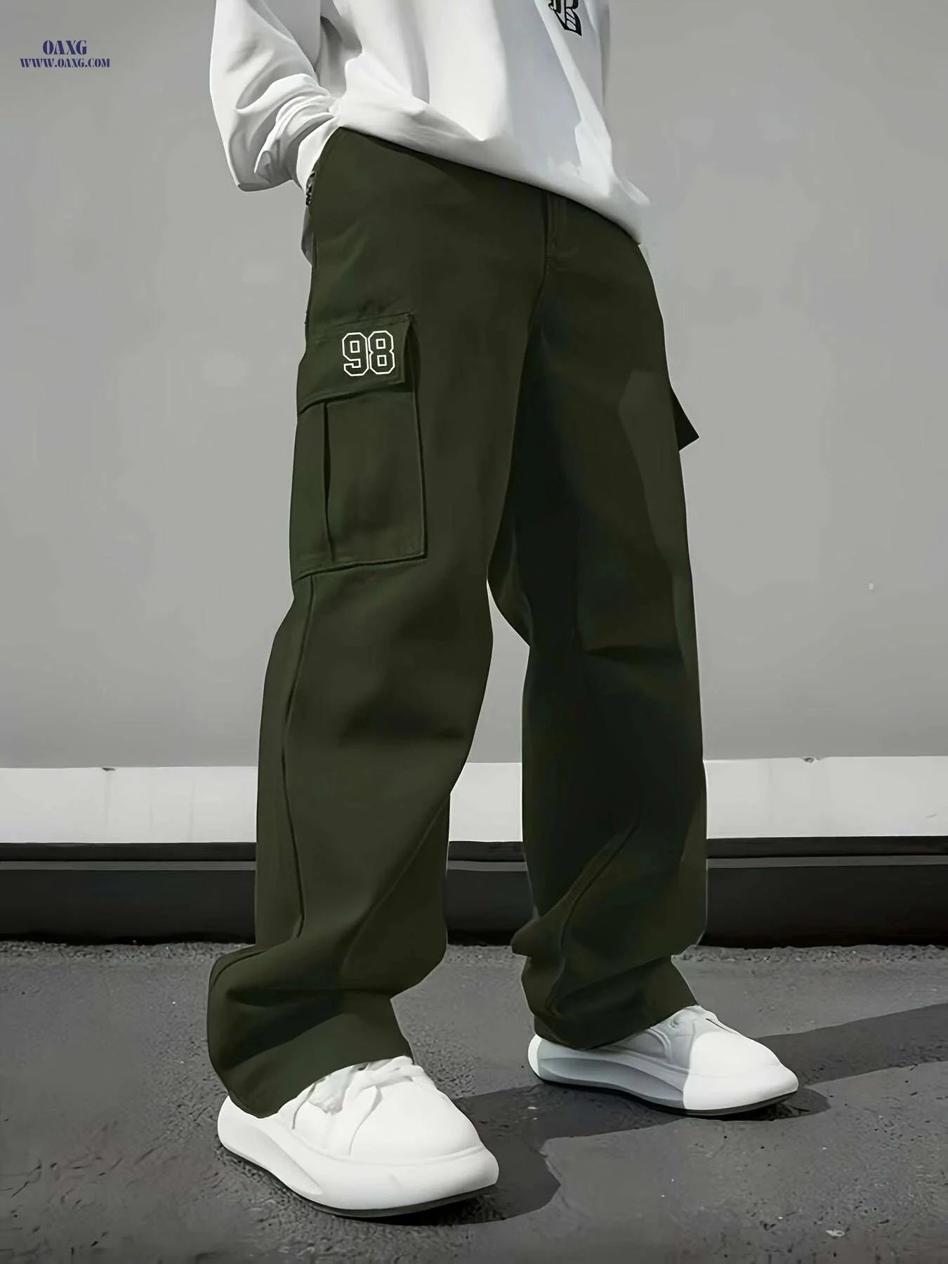 Men's Heavy-Duty Cargo Pants - All-Season Utility Loose-Fit Trousers   OAXG Black / XS