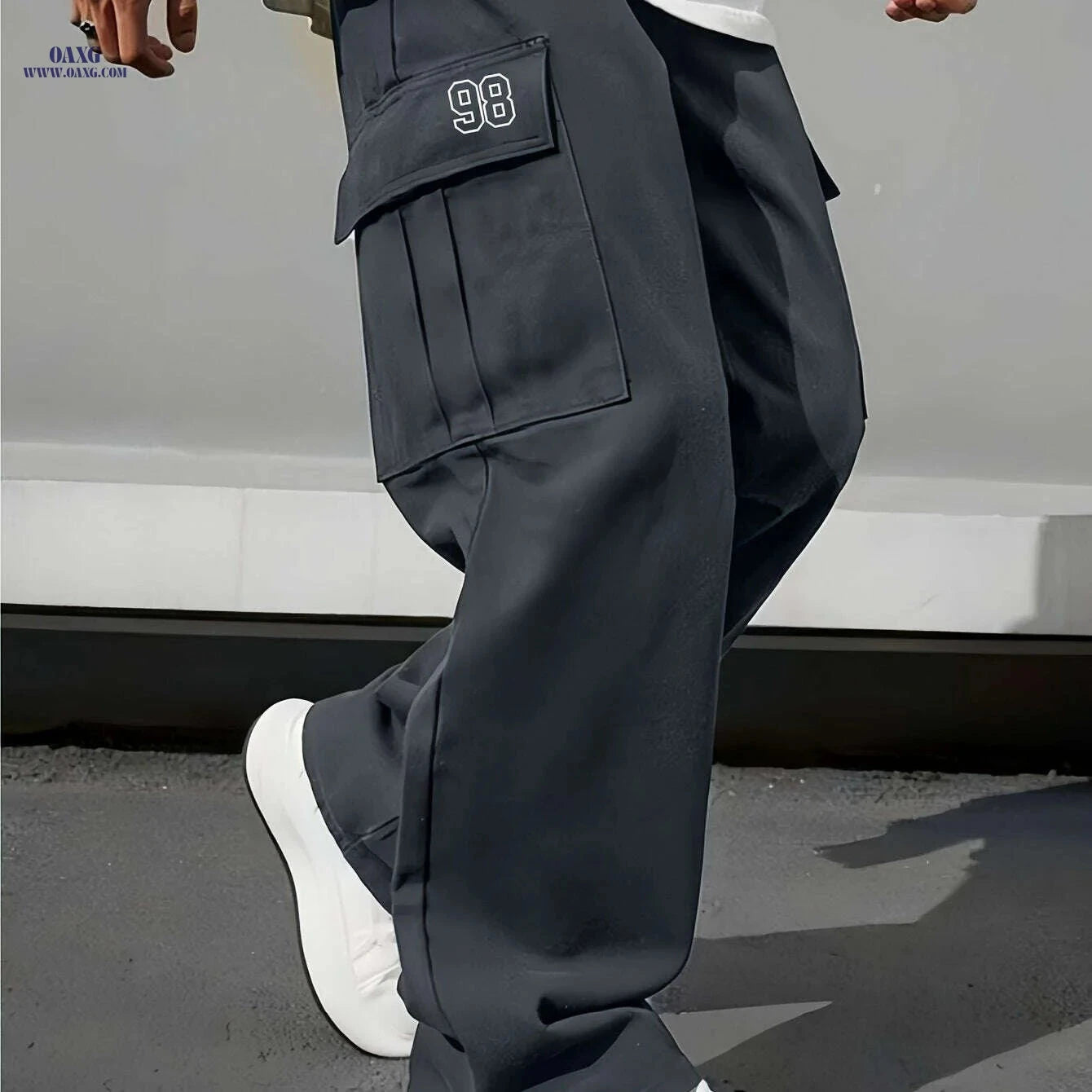 Men's Heavy-Duty Cargo Pants - All-Season Utility Loose-Fit Trousers   OAXG Black / XS