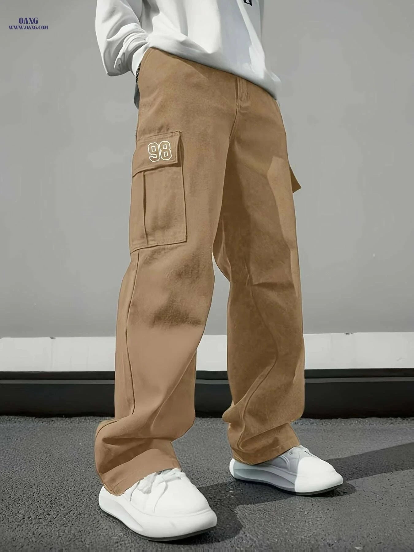 Men's Heavy-Duty Cargo Pants - All-Season Utility Loose-Fit Trousers   OAXG 