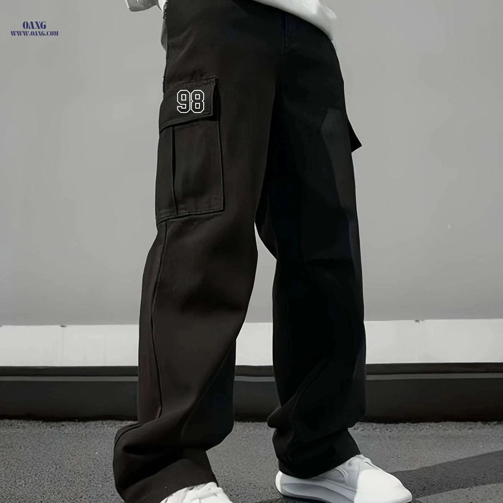 Men's Heavy-Duty Cargo Pants - All-Season Utility Workwear Trousers   OAXG Black / FR XS
