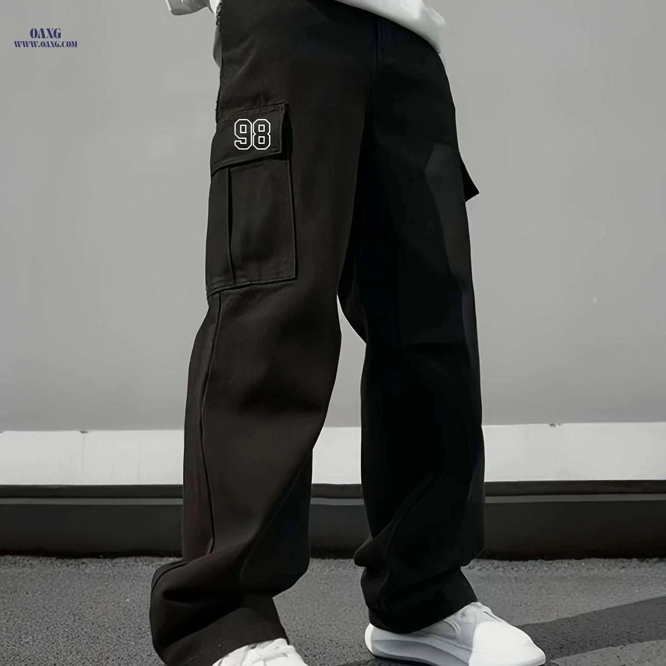 Men's Heavy-Duty Cargo Pants - All-Season Utility Workwear Trousers   OAXG Black / FR XS