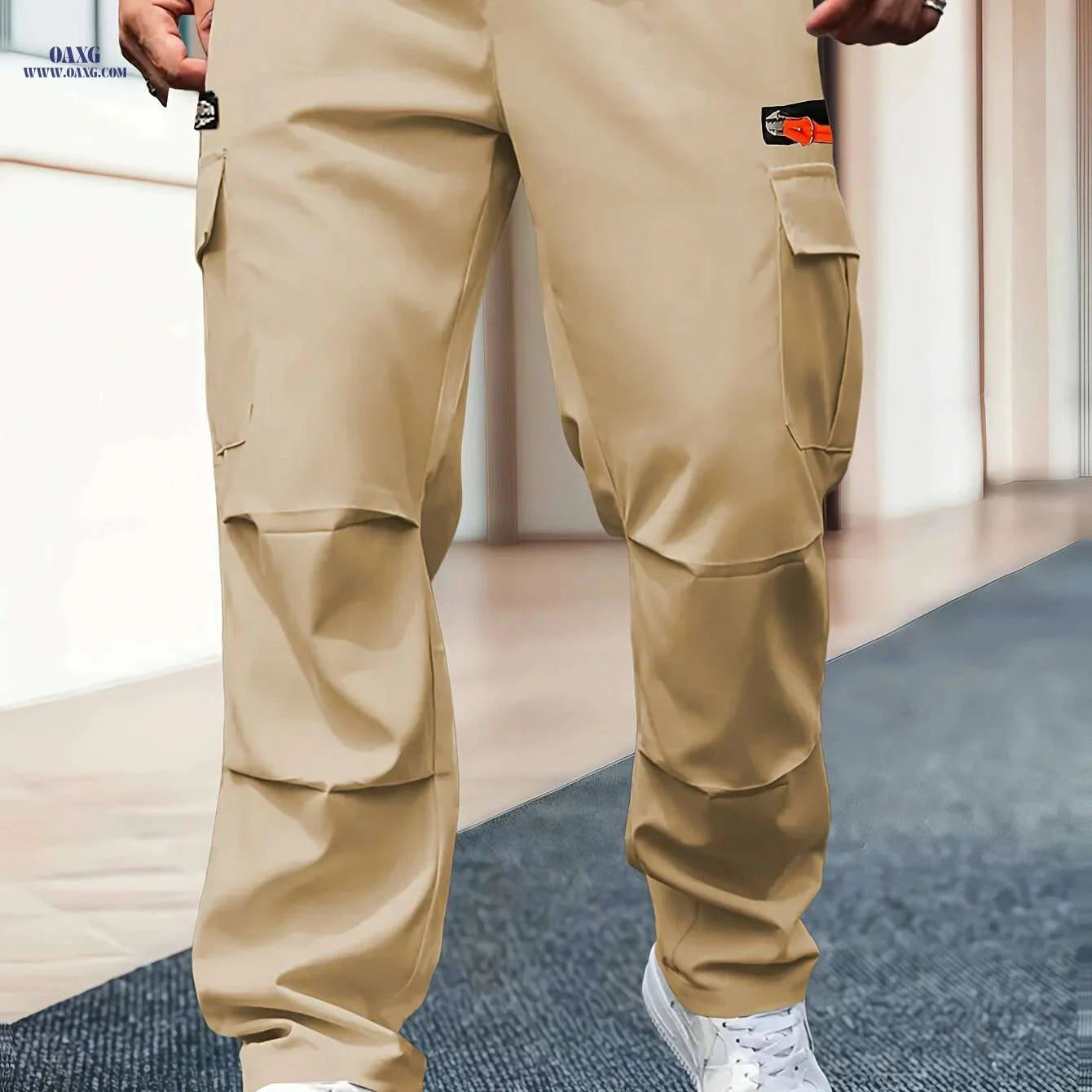 Men's Heavy-Duty Cargo Pants - Loose-Fit, Multi-Pocket Design   OAXG 