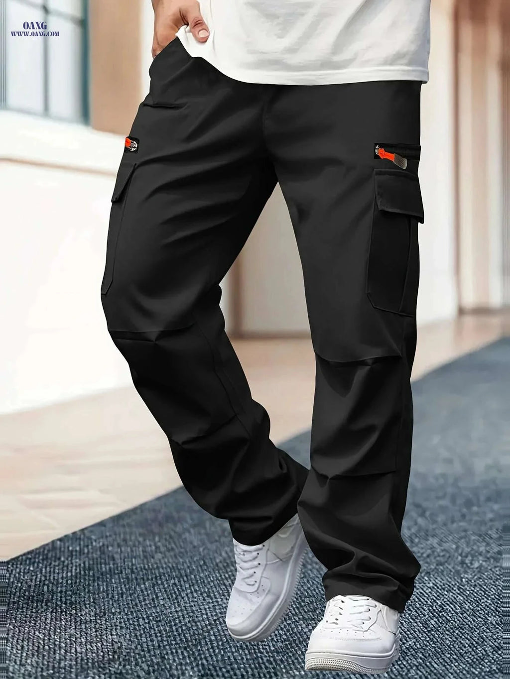 Men's Heavy-Duty Cargo Pants - Loose-Fit, Multi-Pocket Design   OAXG 