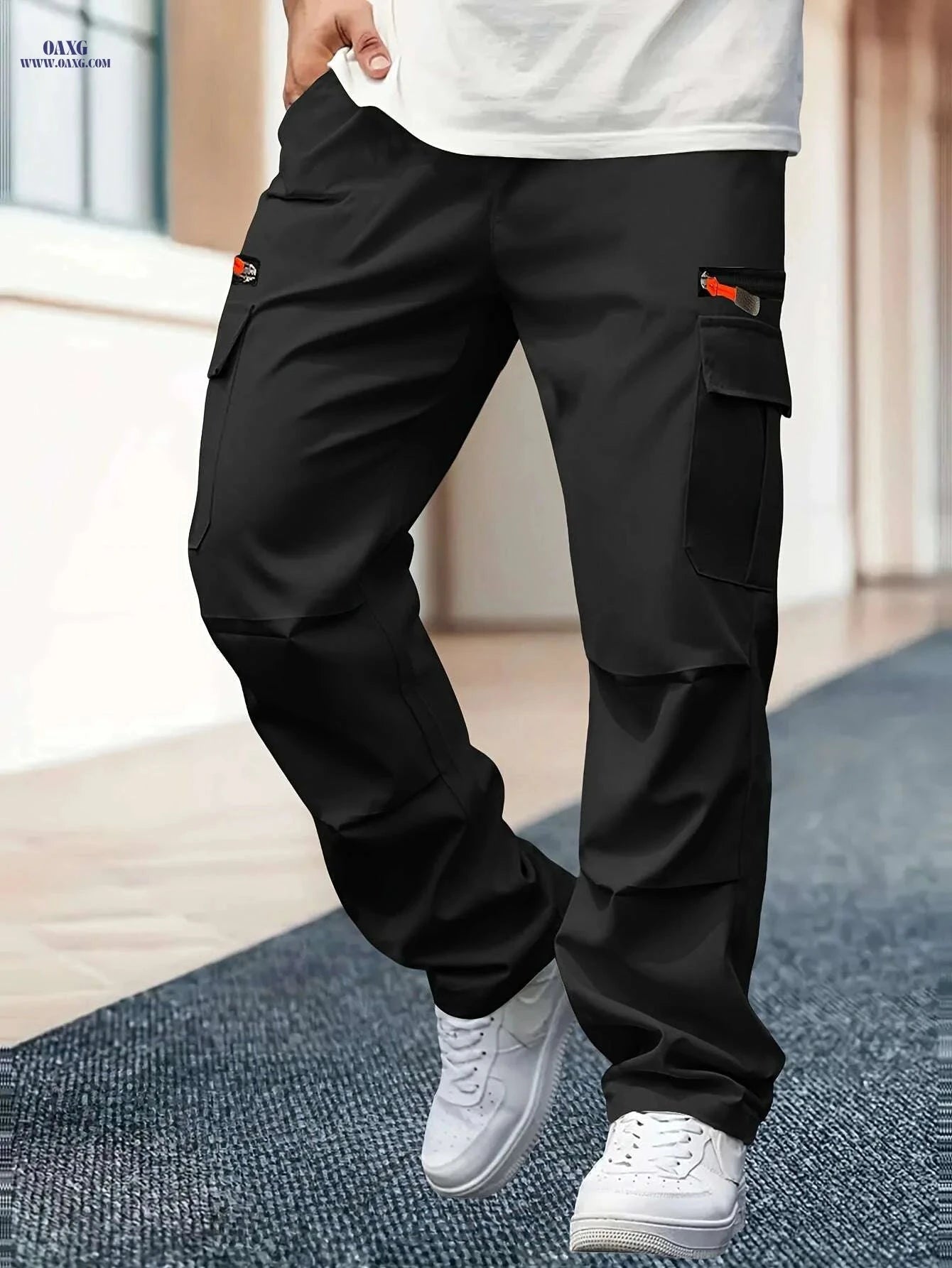 Men's Heavy-Duty Cargo Pants - Loose-Fit, Multi-Pocket Design   OAXG 